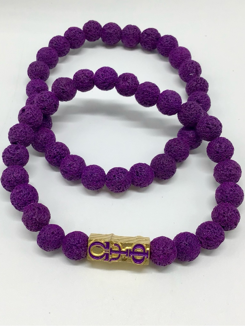 Omega Psi Phi Purple Lava Stone Stretch Bracelet